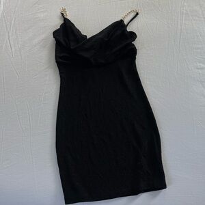 SYMPHONY black sparkly gold chain Formal Evening Dress